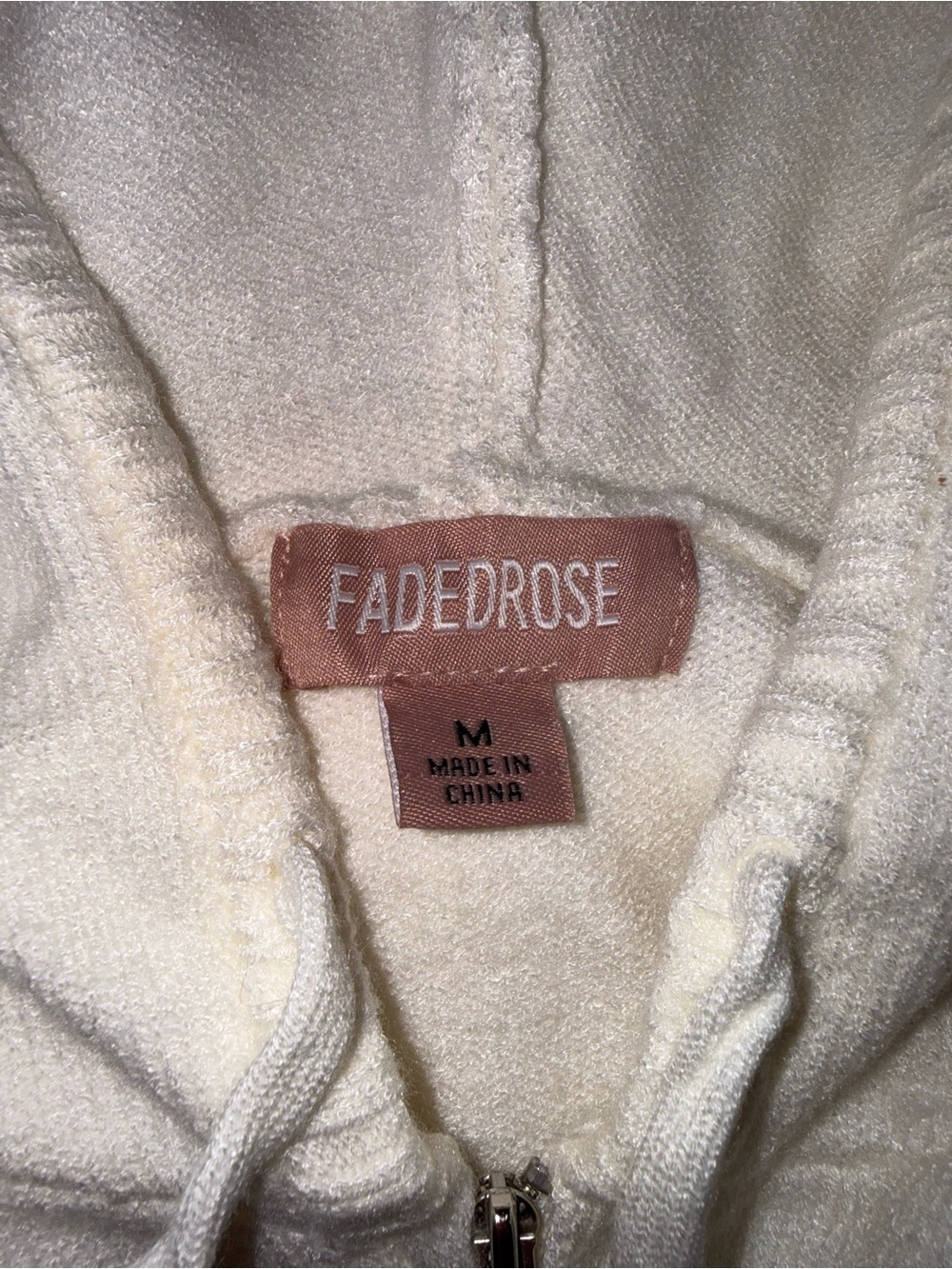 2397-Women's Ivory Hooded Zip Bomber Jacket - Picture 3 of 3